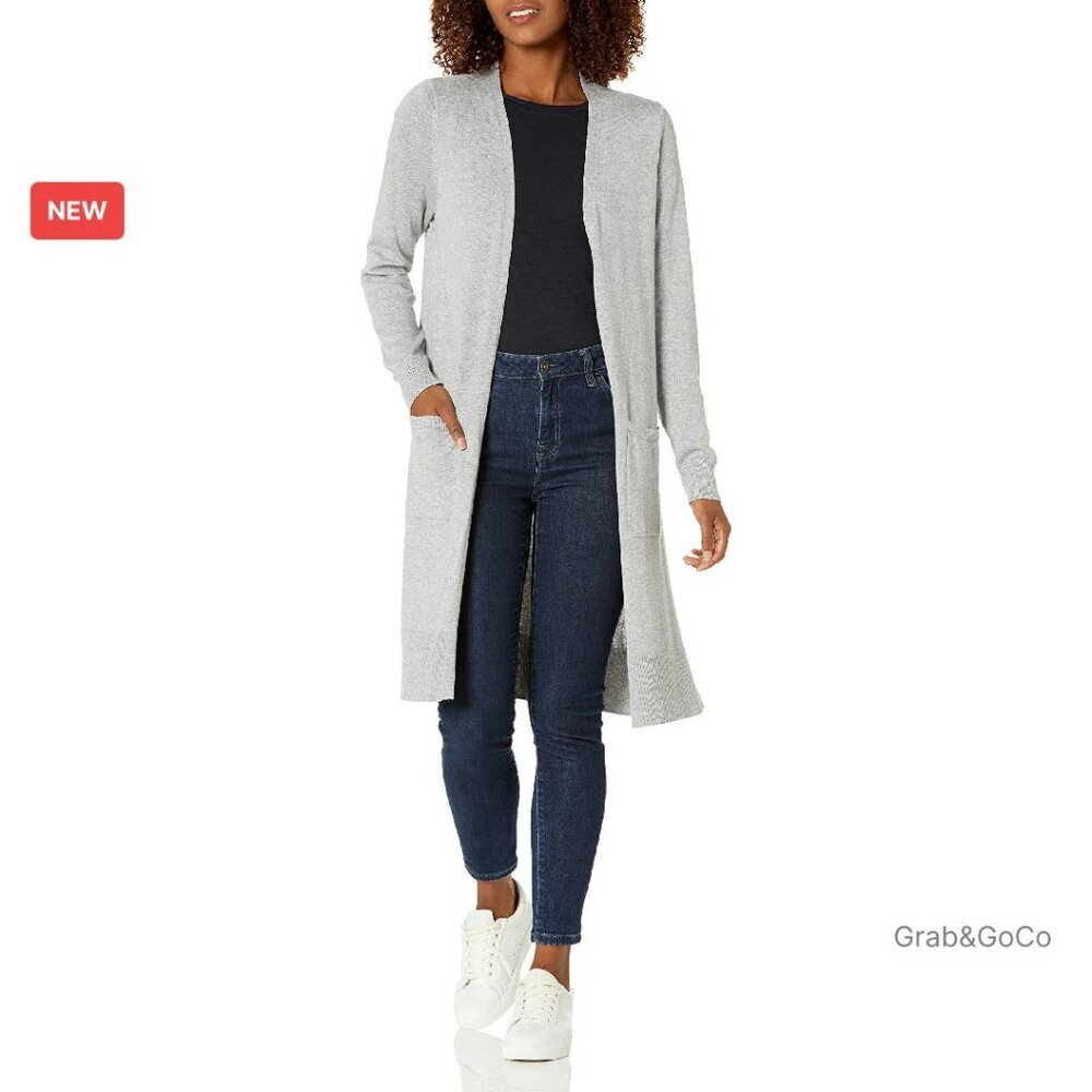 Lightweight Longer Length Cardigan Sweater Classic Chic Minimal Layering Piece